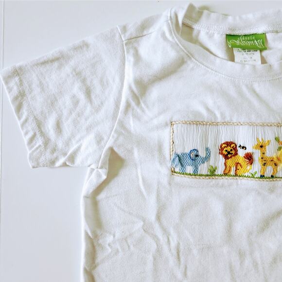 🦁Classic Whimsy Toddler Jungle Animal Smocked Tee Kids Size 5 - Picture 6 of 9